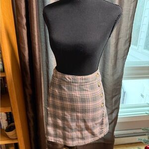Chic Plaid Mini Skirt with Button Accents